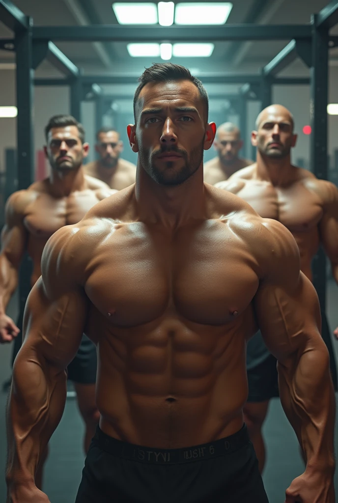 Generates muscular men in the gym and in underwear