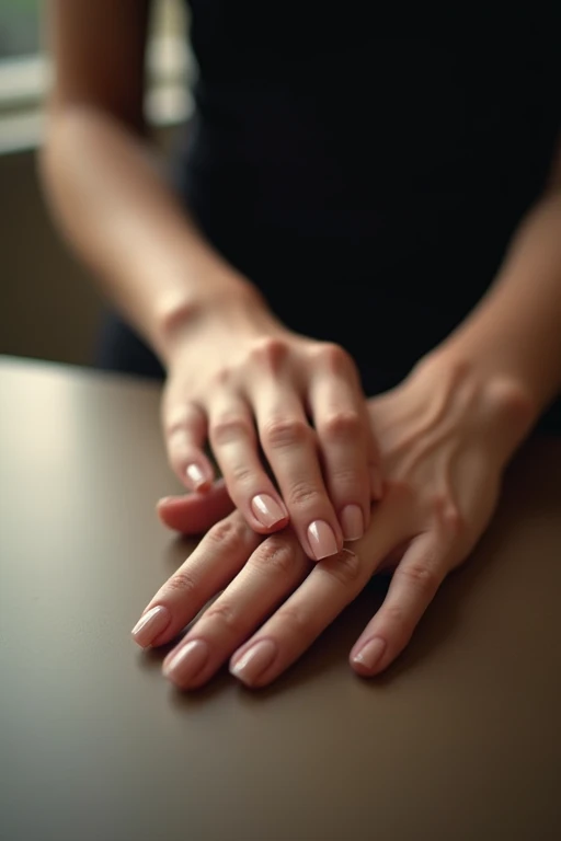 Beautiful hands、woman、nail、Place your hands on the desk