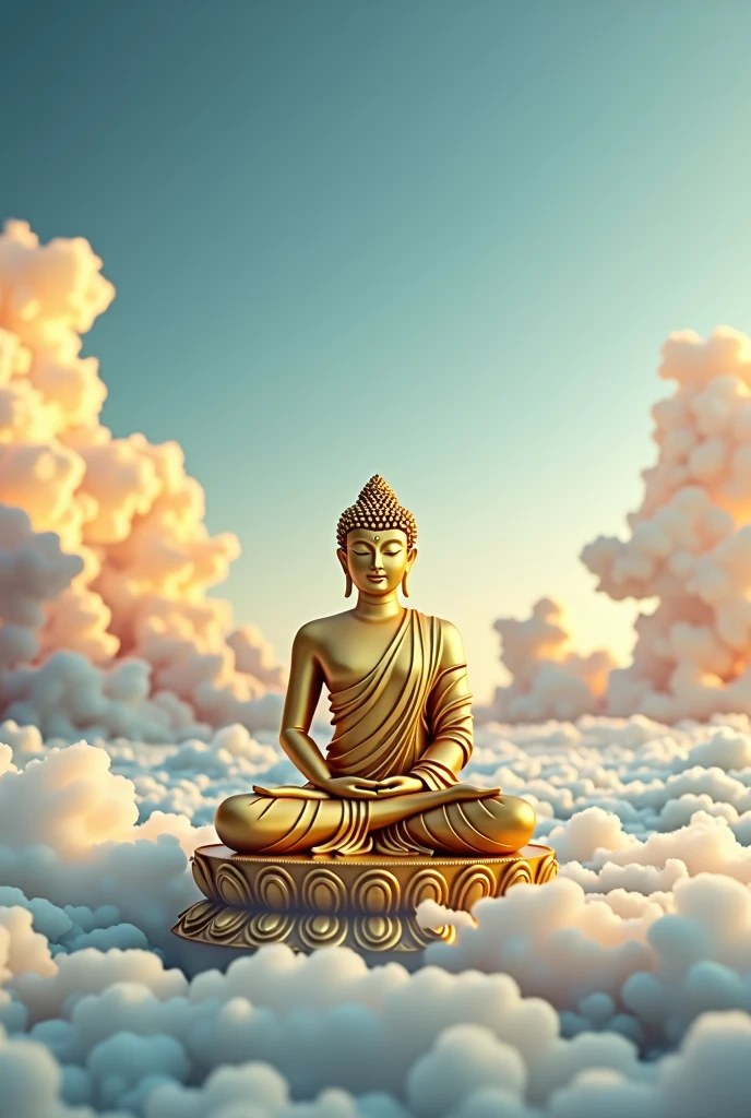 Skysky,Buddha Gold นั่งสมาธิ statue cloud