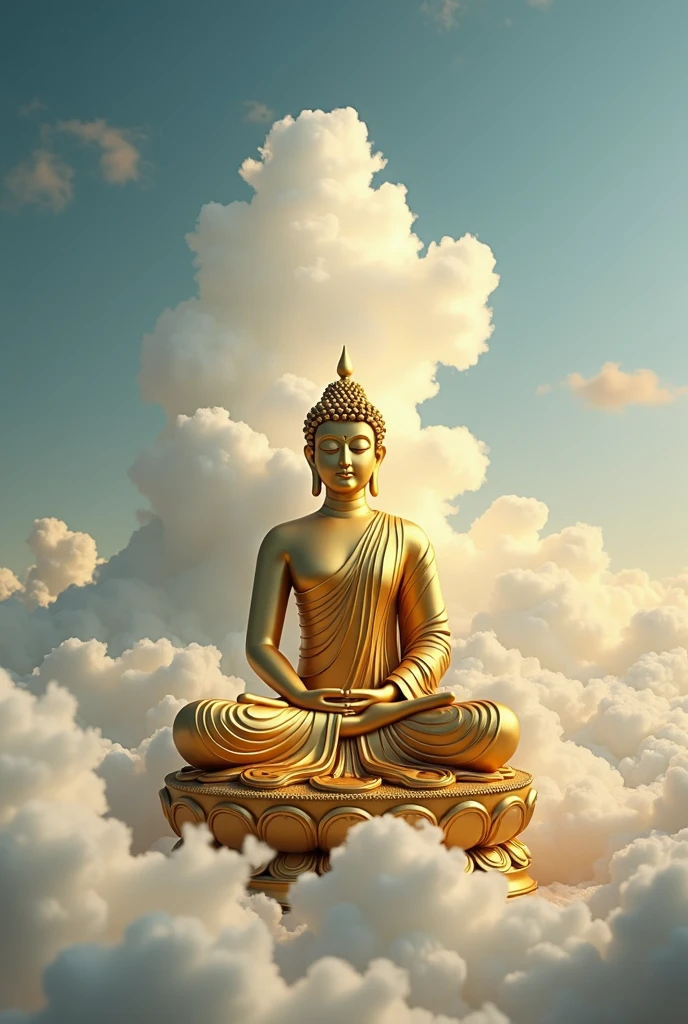 Skysky,Buddha Gold นั่งสมาธิ statue cloud