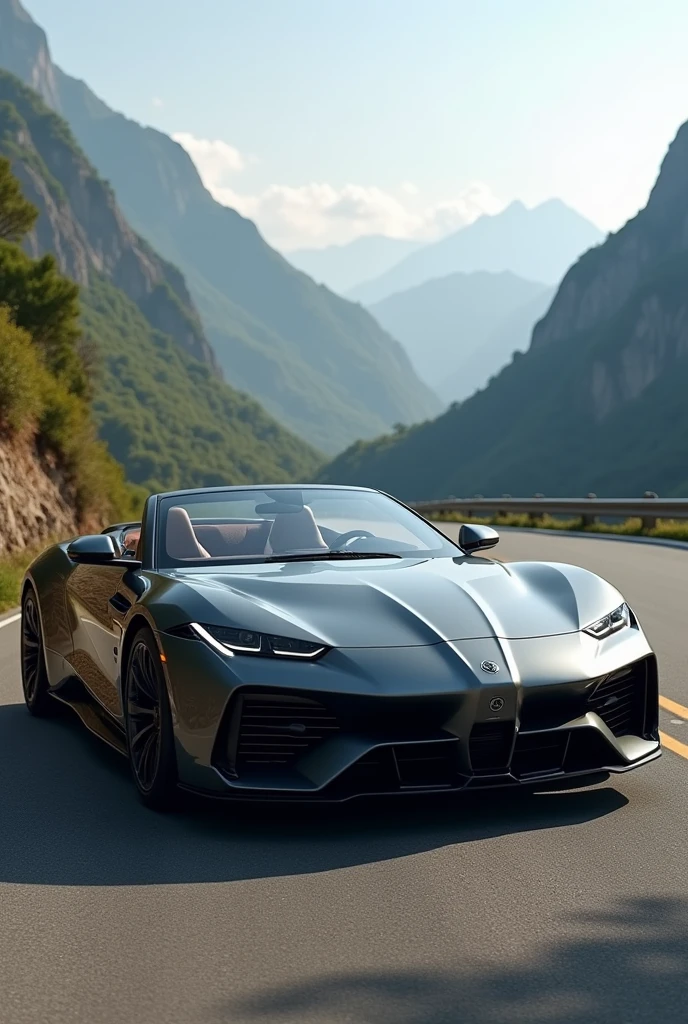 Create a luxury super sports car, convertible, fast and powerful