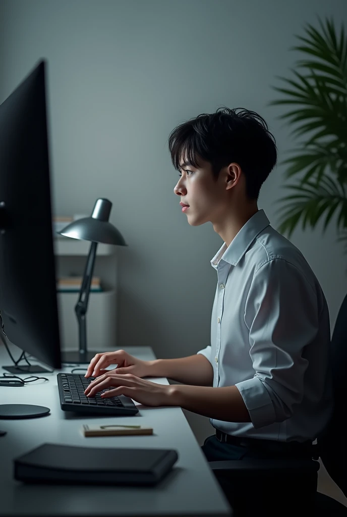 A person typing on a computer
