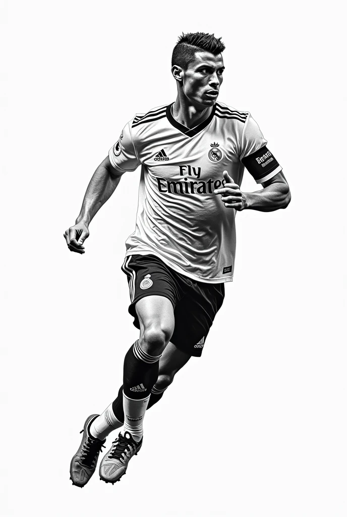Football player Cristiano Ronaldo 2d pen drawing version Black and white