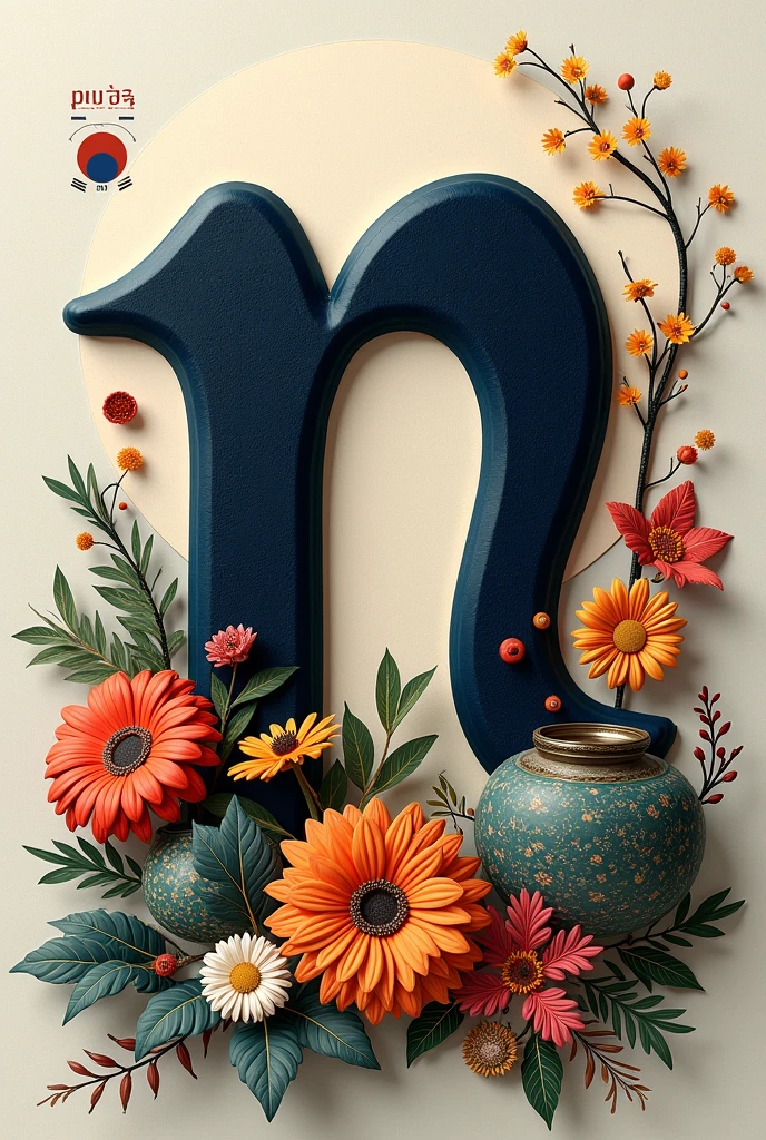 The letter " n "of the Indo-Arabic alphabet made with South Korean artifacts