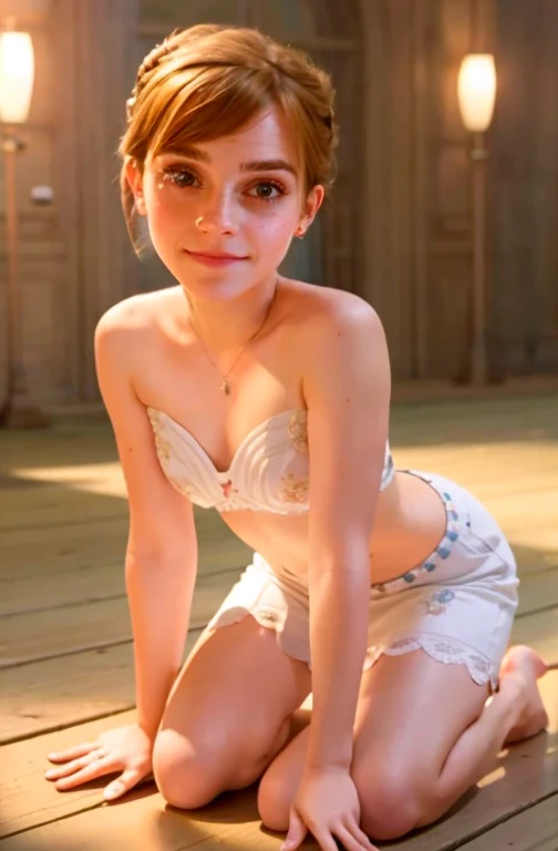 Nsfw, (tied Up, bound, tied to a chair in a flooded dungeon cell) ,Anna of Arendelle,Wearing white panties, topless, worried2