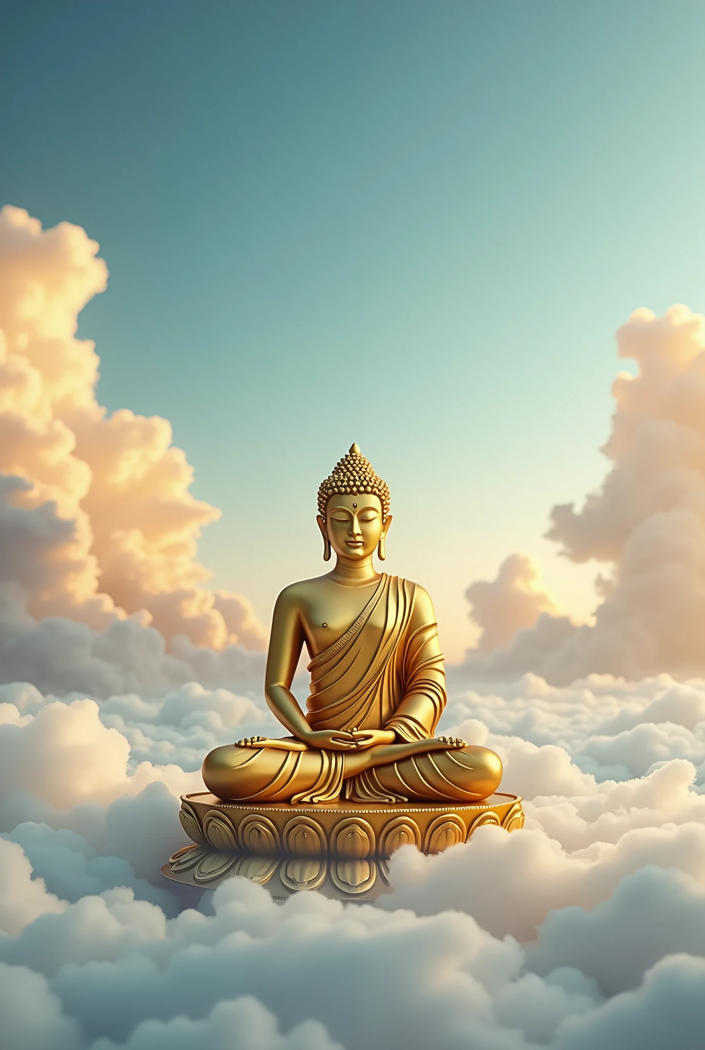 Skysky,Buddha Gold นั่งสมาธิ statue cloud