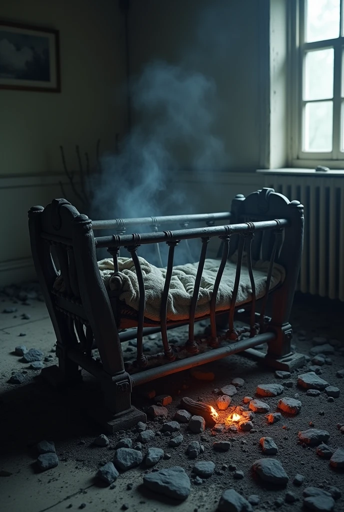 Cradle burned inside