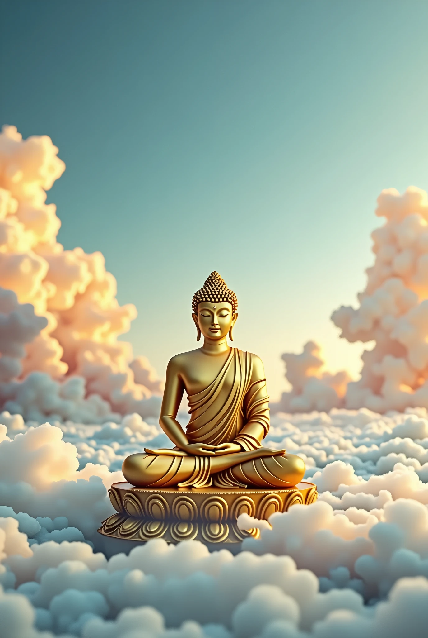Skysky,Buddha Gold นั่งสมาธิ statue cloud