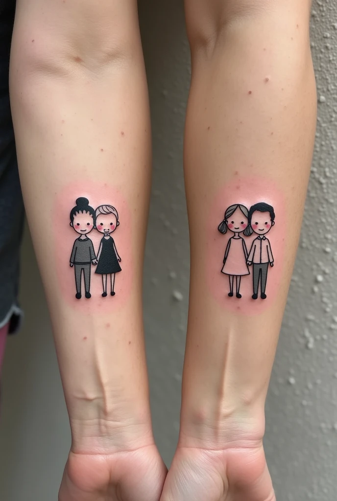 Unique medium doll tattoos for couples