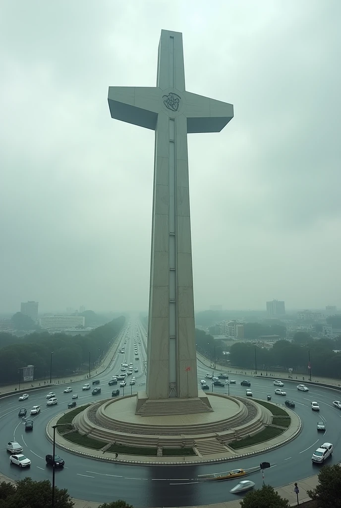 Cross shaped statue roundabout