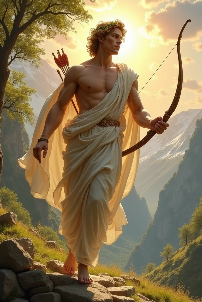 Create 2 images of the Greek God Apollo