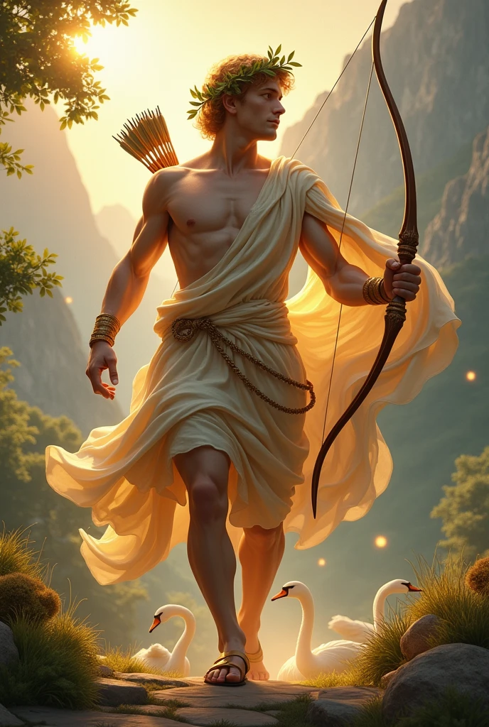 Create 2 images of the Greek God Apollo