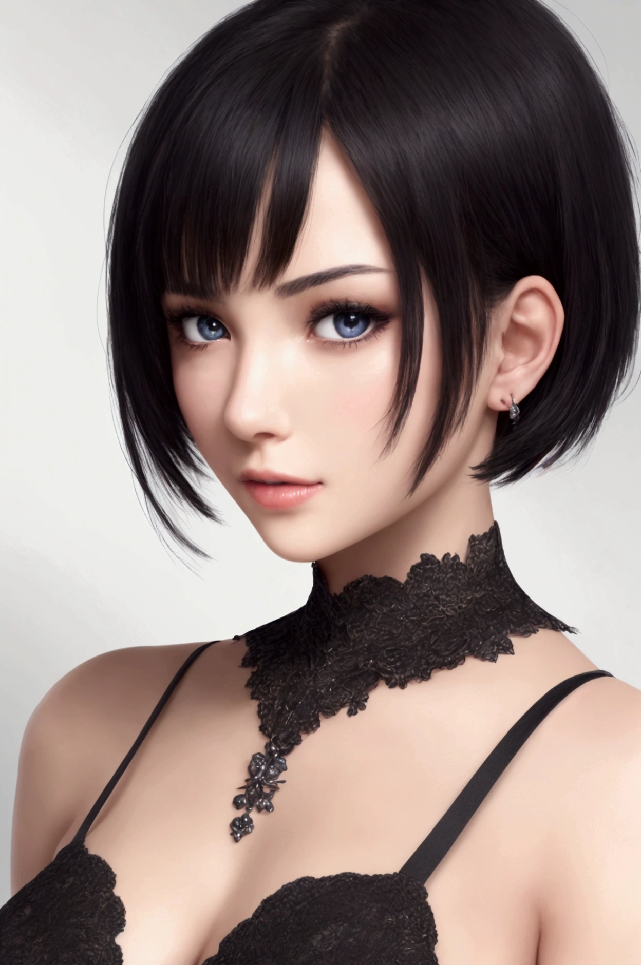 {masterpiece},{best quality},{1girl}, cute, Amazing, beautiful detailed eyes, black eyes, short hair, black hair,finely detail,Depth of field,extremely detailed CG,original, extremely detailed wallpaper,upper body, looking at viewer