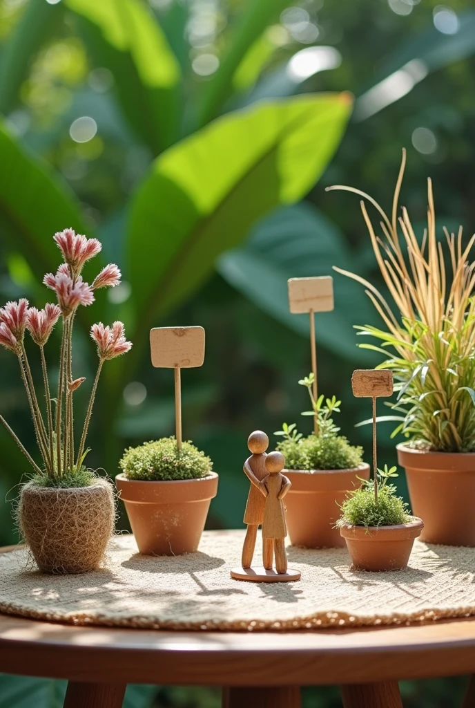 Image about a stand decoration (a decorated table setting) of school on nature tourism for an exhibition with easy objects for students, distinct