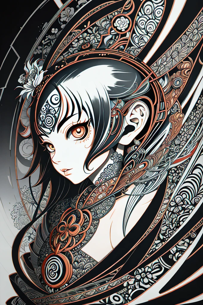 ink絵, ink, ink, Japanese Yokai,  Tengu, monster, Official Art, unity 8k wallpaper, Very detailedな, beautifully、beautiful, masterpiece, Highest quality, (zenTangle, Mandala, Tangle, enTangle), (Fractal Art:1.3) , One Girl, Very detailed, Dynamic Angle, Cowboy Shot, The most beautiful form of chaos, elegant, Brutalist Design,, , James Jean, Robbie Dawi Anton, Ross Tran, Francis Bacon, It was very cold, Adrianne&#39;genius, Petra Cortright, Gerhard Richter, takato yamamoto, Ashley Wood, Atmospheric, Ecstasy of Musical Notes, I can see the flowing notes
