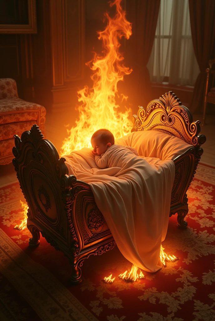 Royal baby's cradle burning inside