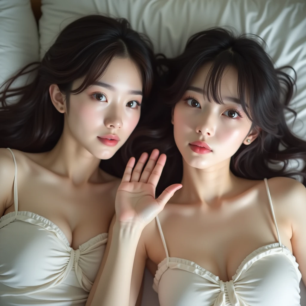 realistic photo, 2 Japanese Girls, bare, Lie on the bed, spread your legs., Detailed face and body, natural light, high resolution, photorealistic, (best quality,8ก,height,Masterpiece:1.2),Very detailed,(realistic,photorealistic,photo-realistic:1.37),realistic skin texture,Detailed eyes and lips,Beautifully detailed face,Long eyelashes,Smooth skin,natural shape