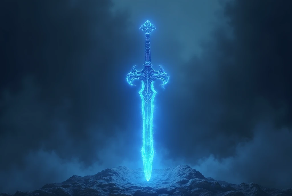 Only the blue sword is depicted in detail