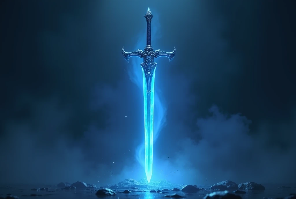 Only the blue sword is depicted in detail
