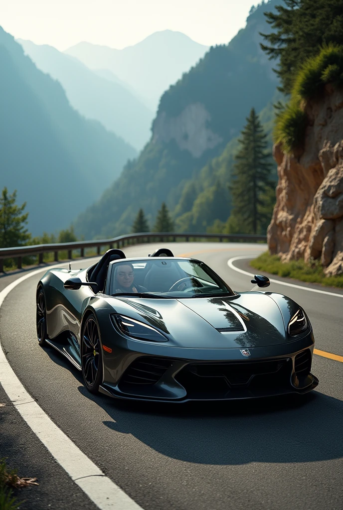 Create a luxury super sports car, convertible, fast, powerful and sporty with a timeless and sporty design
