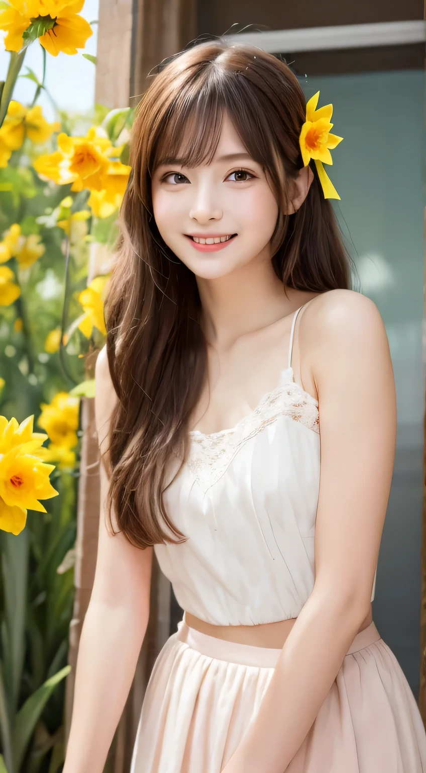 Best image quality (8k, High resolution, masterpiece: 1.2), Very detailed, Random Hairstyles, 2 woman, 

Extraordinary beautiful girl、Cute and beautiful face details、(Dealing with the Children_v1:0.008)、


score_9, score_8_upper, score_7_upper, 

Daffodil-inspired hair accessories 


,Active stop temporarily ,
On her side、The thunder danced。
Focus on the upper waist


, Random cute poses ,Big eyes ,Puffy eyes ,  Heart pupil, blush  , Big shy smile , 
