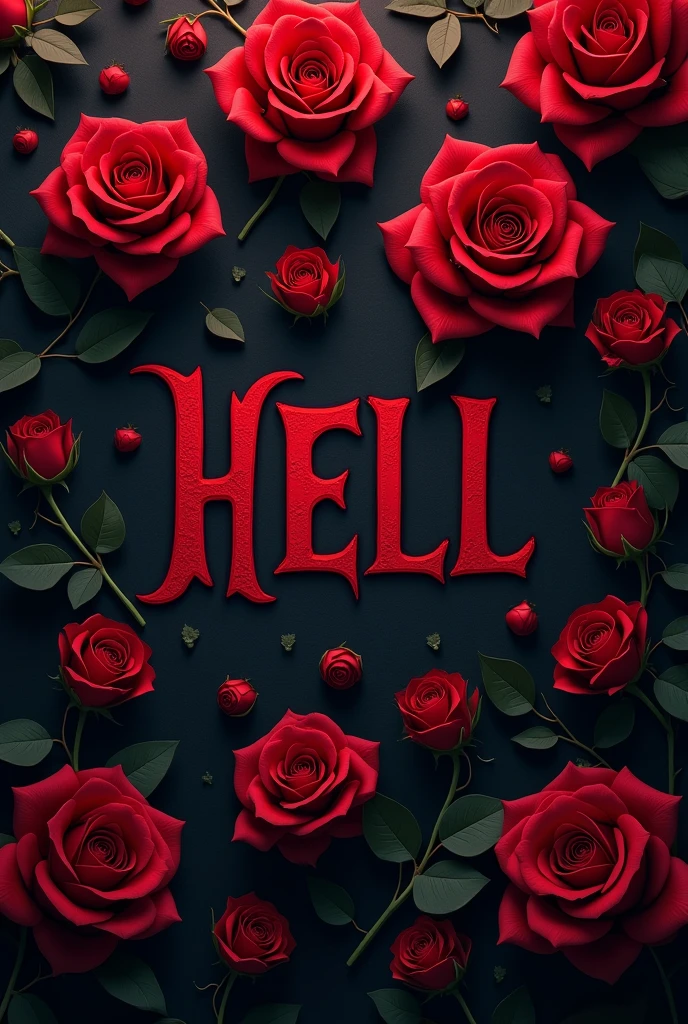 a Wattpad cover with the title (hell) and the author below (Stephanie B.r) With the background of red roses and skulls. Let it be in Spanish