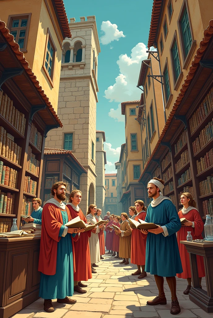 Knowledge in the Renaissance Age well done cartoon