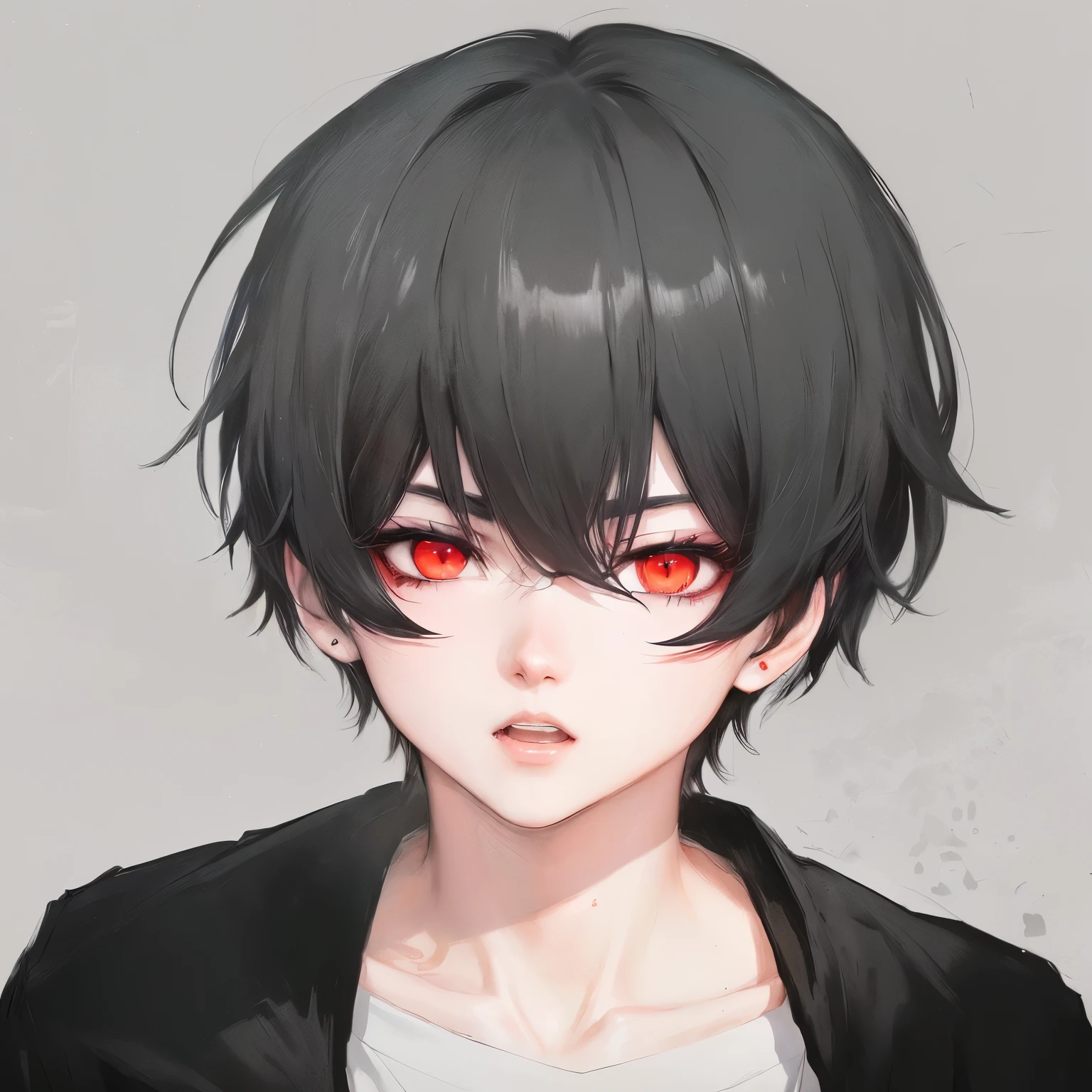 （Screaming face）Anime Shōnen with black hair and red eyes in a black jacket, portrait Gap Moe Yandere grimdark, Young Anime Guy, Gap Moe Yandere, Anime Shōnen, Anime style portrait, persona 5 art style wlop, Male Anime Style, Anime Moe Art Style, Gap Moe Yandere grimdark, Detailed anime soft face, Semi-realistic anime, Anime-style characters