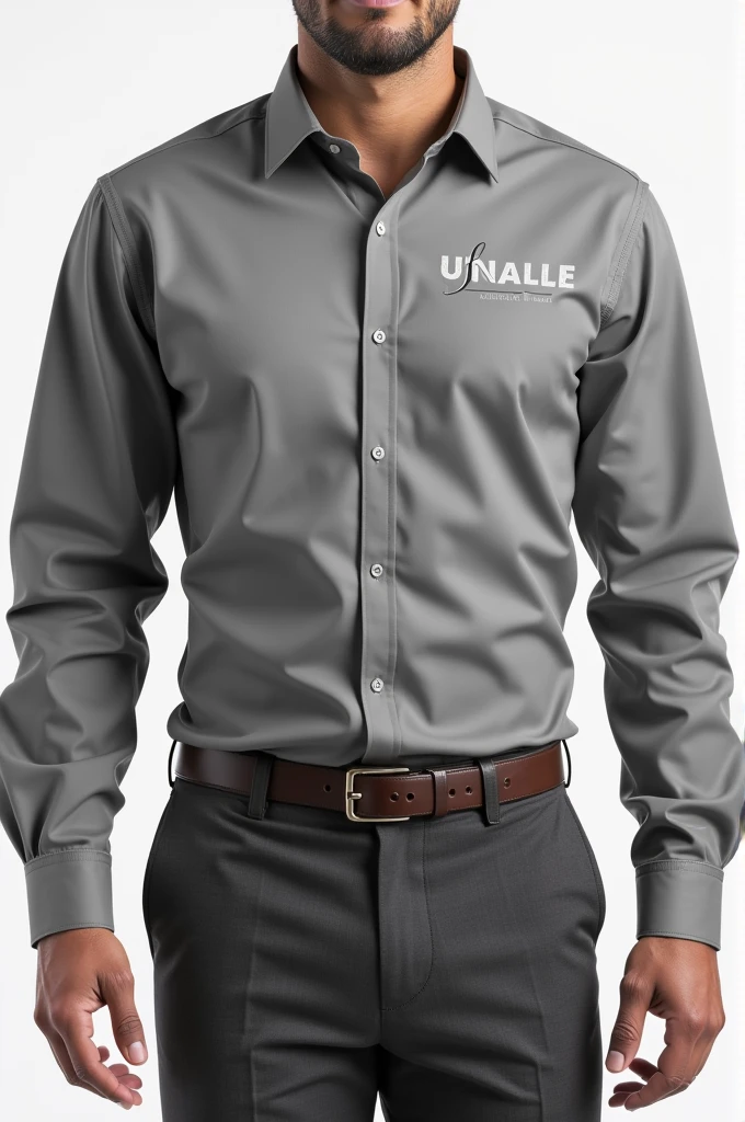 Create a mouse grey formal shirt that says ILSC-UNIVALLE
