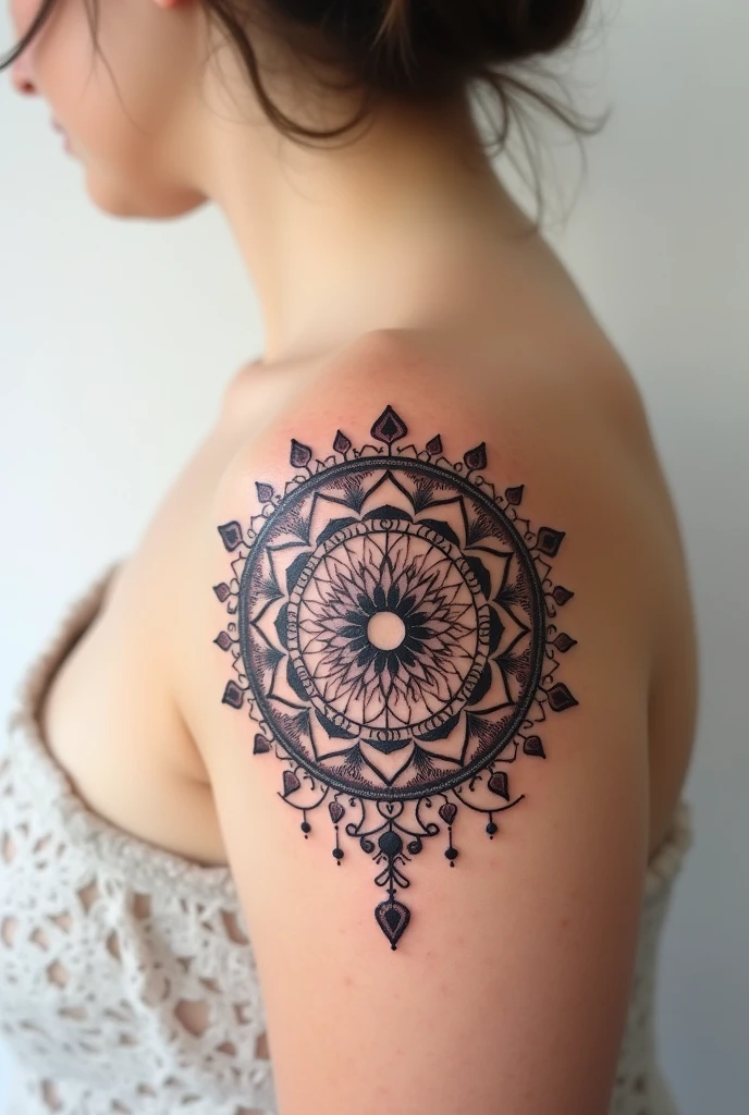 Small Mandala Tattoo with the name Cristian and Saira 