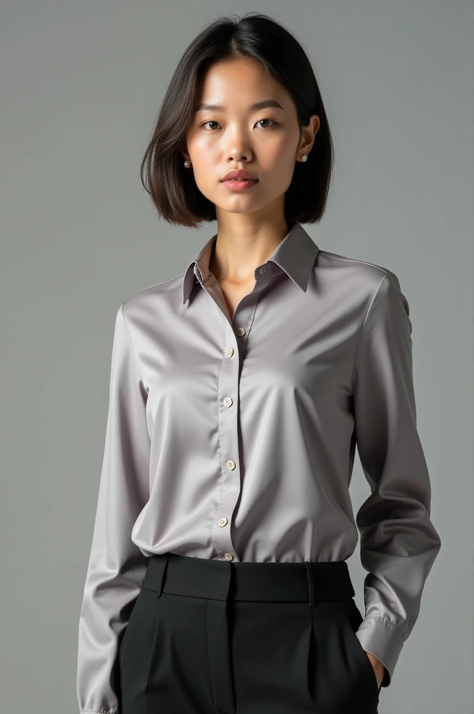 Create a mouse grey formal shirt for women that says ILSC-UNIVALLE