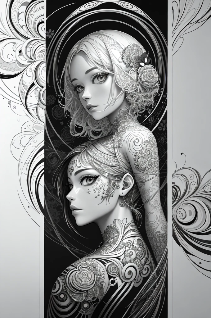 ink絵, ink, ink, Halo points, Monochrome, Feathered, monster, unity 8k wallpaper, Very detailedな, beautifully、beautiful, masterpiece, Highest quality, (zenTangle, Tangle, enTangle), (Fractal Art:1.3) , One Girl, Very detailed, Low Angle, The most beautiful form of chaos, elegant, Brutalist Design,, , James Jean, Robbie Dawi Anton, Ross Tran, Francis Bacon, It was very cold, Adrianne&#39;genius, Petra Cortright, Gerhard Richter, takato yamamoto, Ashley Wood, Atmospheric, ??????? of Musical Notes, I can see the flowing notes