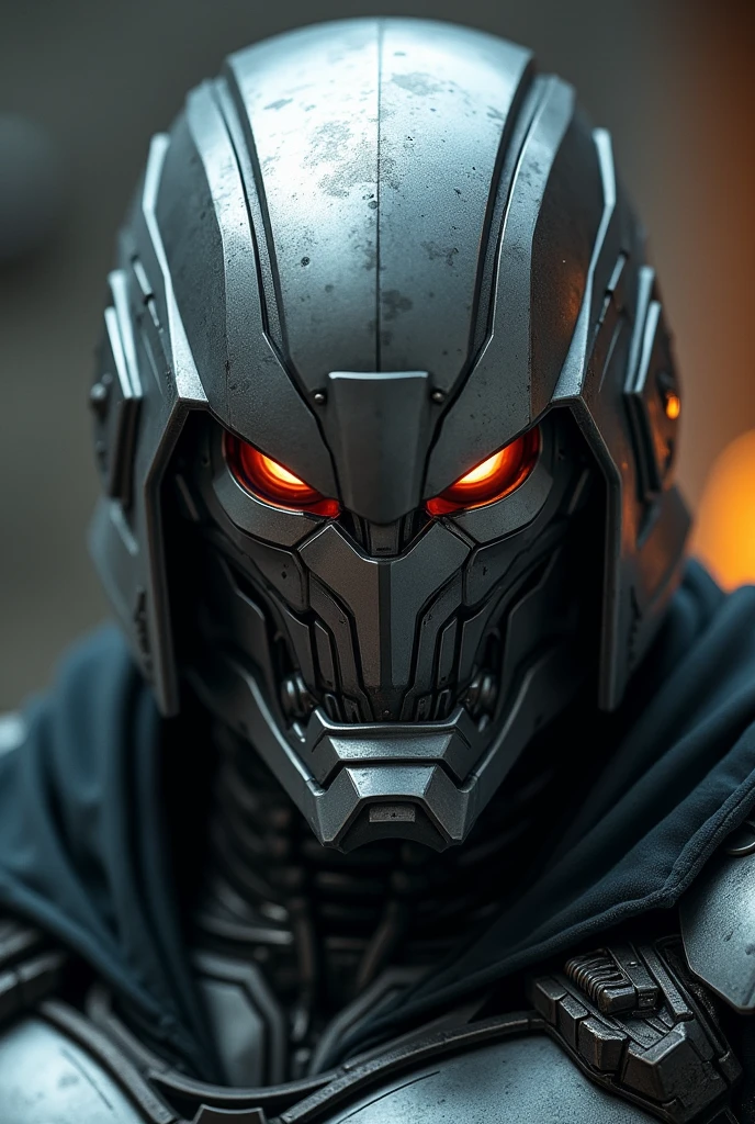 Close-up (Ultron from Marvel in Viking style: 1.3) emerging from wet black mud, extremely detailed, smoke, sparks, metal shavings, flying debris, volumetric light