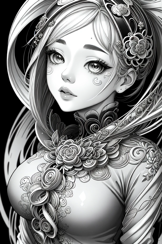ink絵, ink, ink, Halo points, Monochrome, Feathered, monster, unity 8k wallpaper, Very detailedな, beautifully、beautiful, masterpiece, Highest quality, (zenTangle, Tangle, enTangle), (Fractal Art:1.3) , One Girl, Very detailed, Low Angle, The most beautiful form of chaos, elegant, Brutalist Design,, , James Jean, Robbie Dawi Anton, Ross Tran, Francis Bacon, It was very cold, Adrianne'genius, Petra Cortright, Gerhard Richter, takato yamamoto, Ashley Wood, Atmospheric, Ecstasy of Musical Notes, I can see the flowing notes