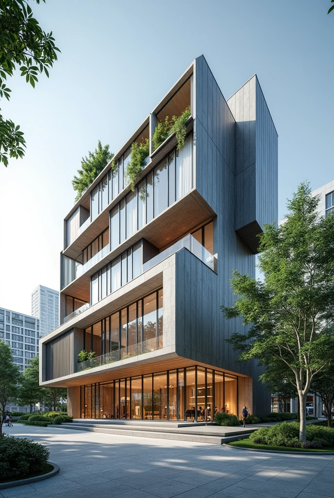 Exterior view of a building with a modern design.