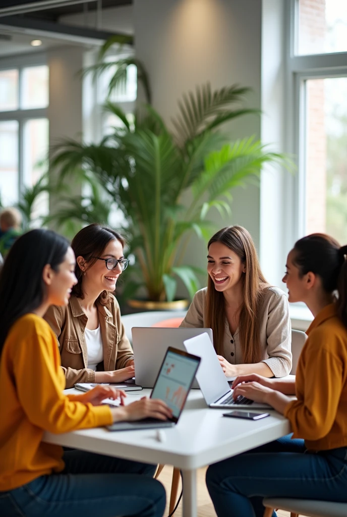 Young women in a coworking space