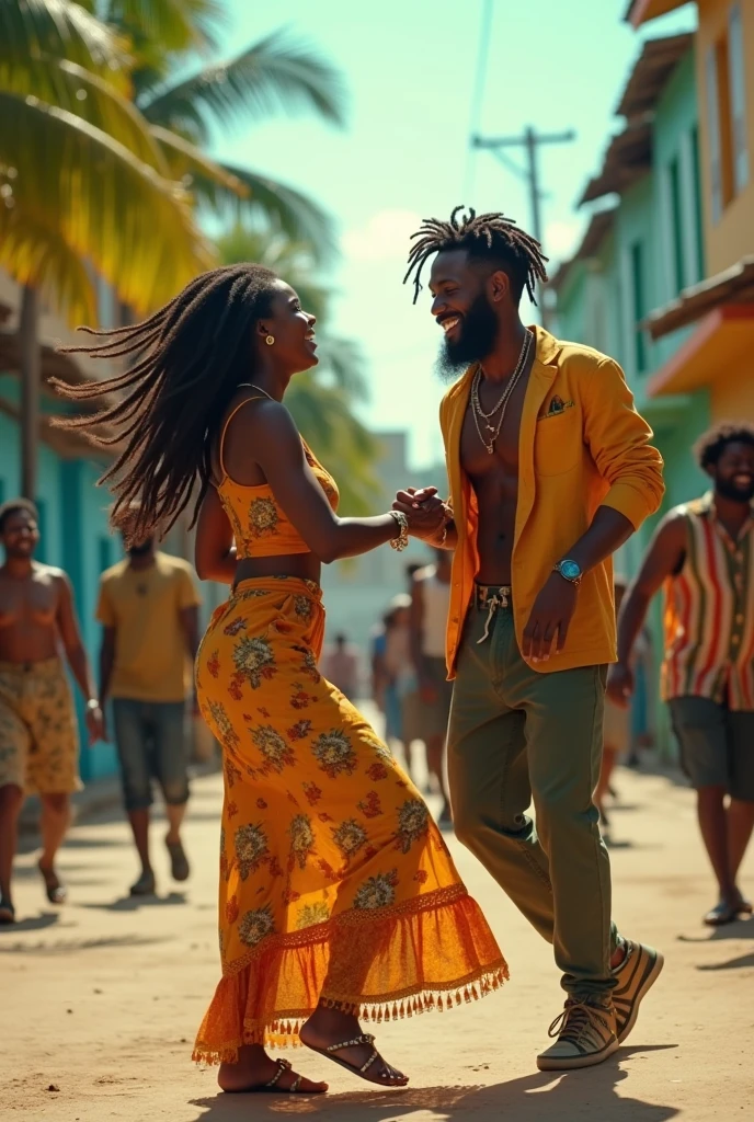 Create a video of a black couple dancing reggae