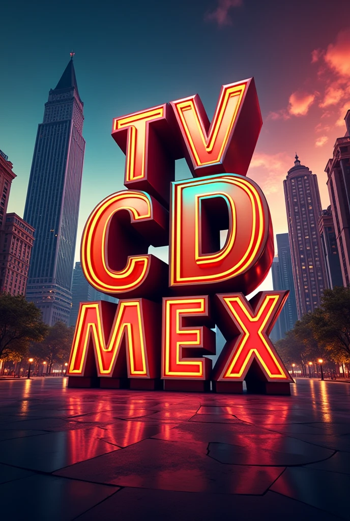 Design logo Tv Cd mex With bright colors And Mexico City background