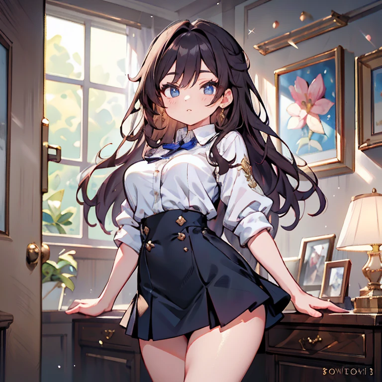Anime Waifu beautiful detailed eyes, beautiful detailed lips, extremely detailed eyes and face, longeyelashes, 1girl, sensual, young woman, medium breasts, beautiful feminine face, nice thighs, slim, sexy, erotic, beautiful clothes, perfect body, cinematic lighting and framing, (best quality,4k,8k,highres,masterpiece:1.2),ultra-detailed,digital painting,portrait,glamorous,highly detailed,soft lighting,warm color tones Beauty、30 years old、mini skirt、panties、meaty、buttocks emphasis