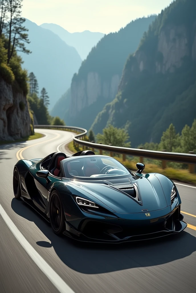Create a luxury super sports car, convertible, fast, powerful and sporty with a sporty design