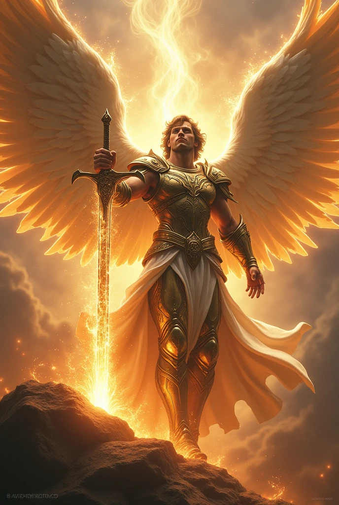 I want an epic image of the angel Michael cutting the fabric of reality with his sword.