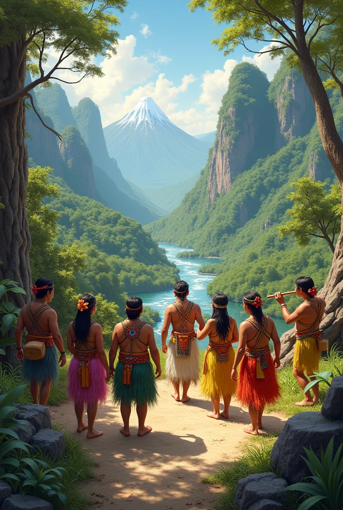 generate an image of indigenous people enjoying their nature




