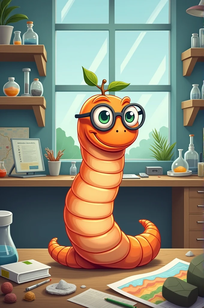 Earthworm mascot of a geoscience laboratory