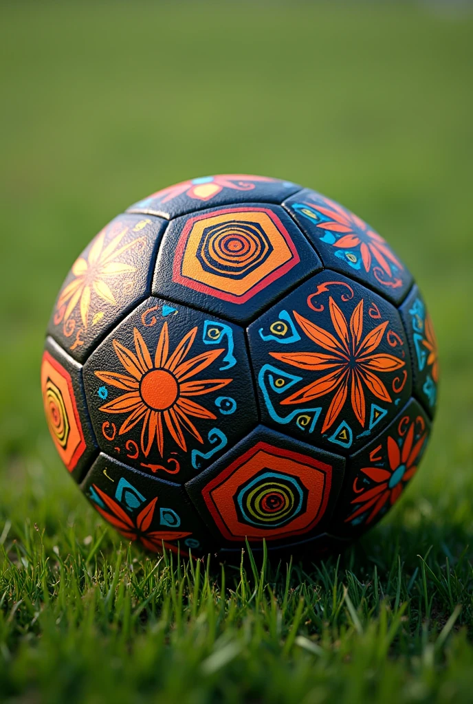A soccer ball with a Tupi theme