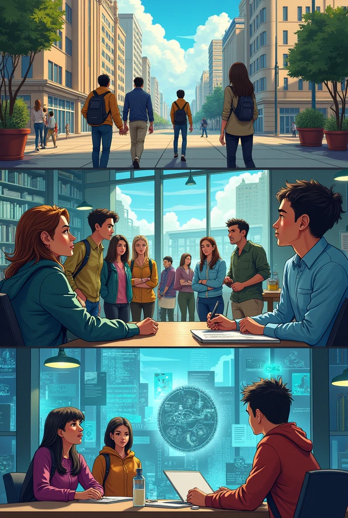 Knowledge in the modern era well-made comic with several panels and text in Spanish
