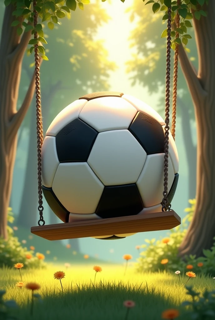 A soccer ball with a swing theme