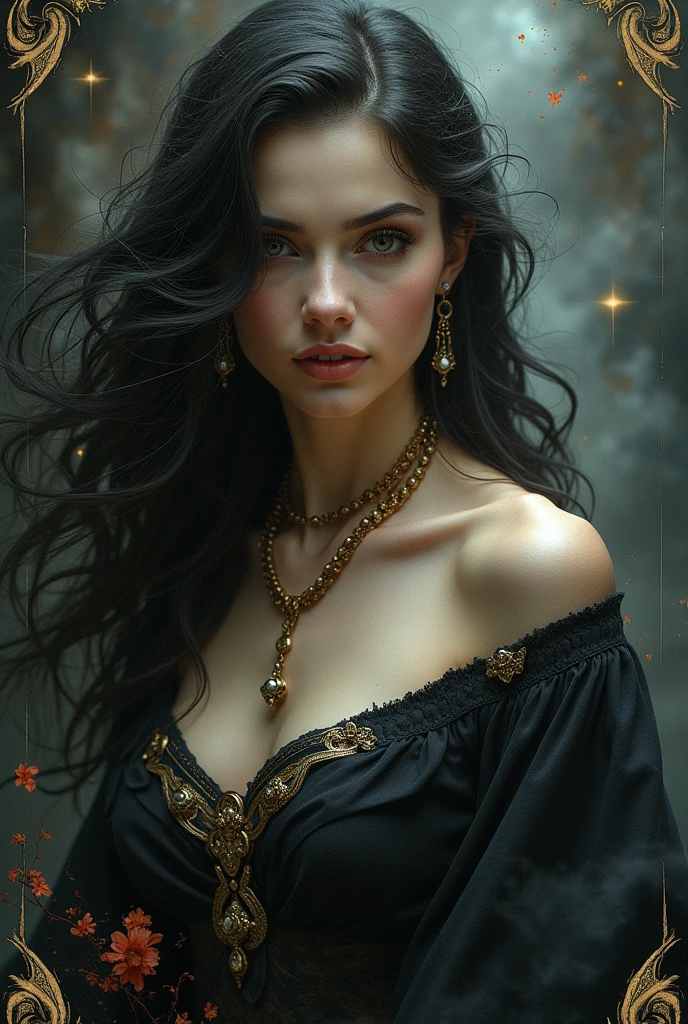 A visual representation of the zodiac sign Scorpio visualized in the image of a woman