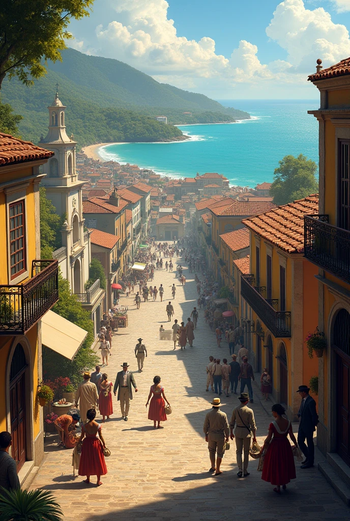 Create an image of Mataraca in Brazil at the time of the empire