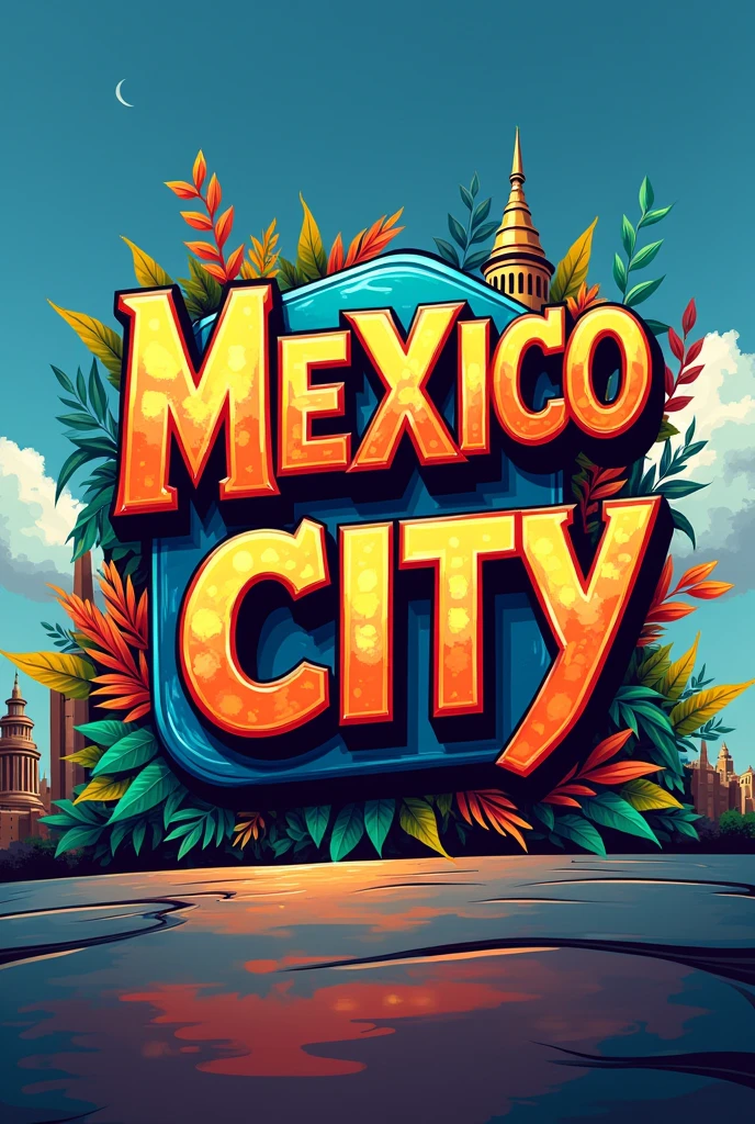Create Cd Logo.mex Tv bright colors and mexico city background