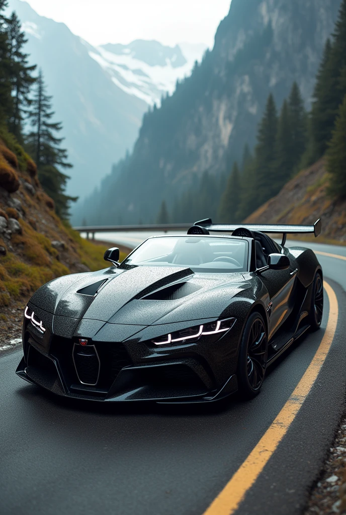 Create a luxury super sports car, convertible, fast, powerful and sporty with a sporty design